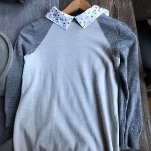 J.Crew Embellished collar 3/4 sleeve sweater